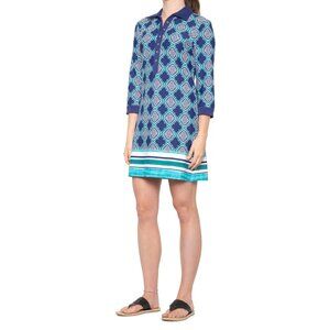 NWT Cabana life Hampshire printed 50+ UV protection blue printed dress size M